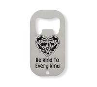 Be Kind To Every Kind Go Vegan Heart Stainless Steel Bottle Opener Silver