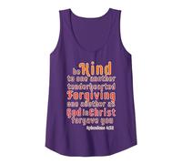 Be Kind to one Another Ephesians 4:32 Scripture Blible Verse Tank Top, Women, Purple, X-Large