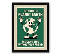 Be Kind to Planet Earth Retro Framed Wall Art Print A1 (84.1×59.4cm) Black, Wall Decor for Living Room, Bedroom, Office & Home, Ready to Hang, Art Gift