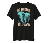 Be Kind to The Sea Jellyfish Ocean Life Backprint Premium T-Shirt