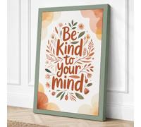 Be Kind to Your Mind Boho Canvas Wall Art Print 36x24 Inch