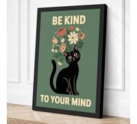 Be Kind To Your Mind Canvas Wall Art Print 24x16 Inch | Black