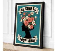 Be Kind to Your Mind Canvas Wall Art Print 24x16 Inch | Black