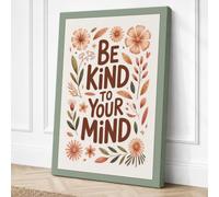 Be Kind to Your Mind Canvas Wall Art Print 36x24 Inch (91 x 61 cm)