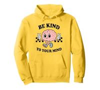 Be Kind To Your Mind, Inspiring, Retro Style Brain Character Pullover Hoodie