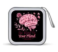 Be Kind to Your Mind Mental Health Matters Awareness CD Case Holder Portable 40 Capacity DVD Wallet Storage Organizer for Car Travel