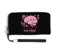 Be Kind to Your Mind Mental Health Matters Awareness Leather Wallet Fashion Purse Long Pouch with Wrist Strap for Men Women