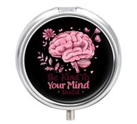 Be Kind to Your Mind Mental Health Matters Awareness Travel Pill Organizer Portable Pill Case Small Pill Box for Purse Pocket