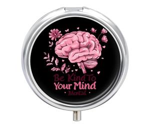 Be Kind to Your Mind Mental Health Matters Awareness Travel Pill Organizer Portable Pill Case Small Pill Box for Purse Pocket