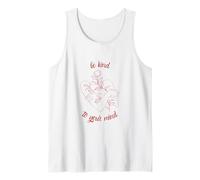 Be Kind to Your Mind Minimal Floral Embrace Line Art Tank Top