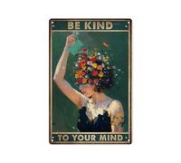 Be Kind to Your Mind Modern Mental Health Awareness Aluminum Sign, Supportive Wall Decor for Office, Study, Therapy Room - Empathetic and Encouraging Gift, 8x12 Inch