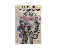 Be Kind to Your Mind Poster Be Kind Art Vintage Poster Foral Druck Moderner Blumendruck Be Kind Wall Art Poster Canvas Poster Wall Art Decor Print Picture Paintings for Living Room Bedroom Decoration