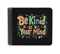 Be Kind to Your Mind Printed Bifold Wallet with Hidden Compartments Pocket Money and Credit Card Holder for Men Women