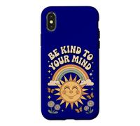 Be Kind To Your Mind Retro 70s Rainbow Mental Health Case for iPhone X/XS