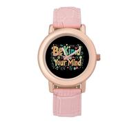 Be Kind to Your Mind Women's Wrist Watch Fashion Wristwatches with Pink Strap Gifts for Women Mother Wife Birthday