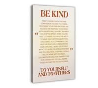 Be Kind To Yourself And Others Affirmation Print - Spread Kindness Positivity Poster, Happiness, Self Love, Be Kind Typographic, Retro Art Canvas Modern Poster Wall Art Prints Paintings Living Room Be