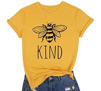 Be Kind Tshirt Women Cute Bee Graphic Shirt Funny Inspirational Teacher Short Sleeve Tees Tops, Yellow, XX-Large