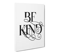 Be Kind V2 Typography Quote Canvas Print | Gallery Wrapped 30mm Frame Wall Art | 24x16 inches | Ready to Hang | Modern Typography Picture | Living Room Bedroom Lounge Office