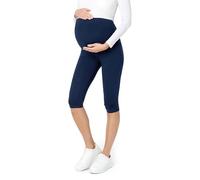 Be Mammy Womans 3/4 Maternity Leggings Tights BE20-229(Navy Blue, L)