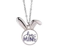 Be Mine Cute Quote Handwrite Rabbit Necklace Pendant Bunny Animal Jewelry Gift