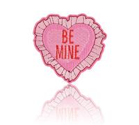 Be Mine Heart Patch, 2.68”x2.76” Sweet Pink Heart Love Embroidered Iron On Applique Patches for Denim Jacket Backpack Bag Hat Vest Jeans, Romantic Valentine’s Day Gift for Her