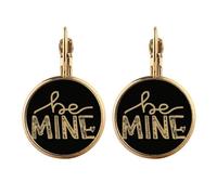 be mine quote handwrite Gold Clip On Drop Earrings Non Piercing Dangle Jewelry