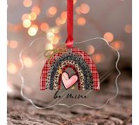 Be Mine Red Heart Hanging Ornaments Boho Rainbow Pink Springs Stained Glass Window Hangings Keepsake Home Wall Garden Decoration Funny Clear Round Acrylic Ornament Pendant for Neighbor Friends