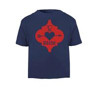 Be Mine (Romantic Quotes for Couples, Anniversary - red Arabesque Style) Short Sleeve Cotton Toddler t Shirt, 3-4 Years, Navy