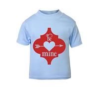 Be Mine (Romantic Quotes for Couples, Anniversary - red Arabesque Style) Short Sleeve Cotton Toddler t Shirt, 3-4 Years, Pastel Blue