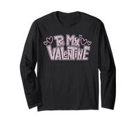 Be Mine Valentine Day Hearts Pink Leopard Print Long Sleeve T-Shirt
