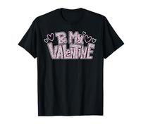 Be Mine Valentine Day Hearts Pink Leopard Print T-Shirt
