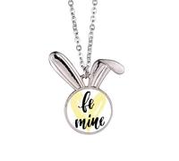 Be Mine Yellow Love Quote Style Rabbit Necklace Pendant Bunny Animal Jewelry Gift