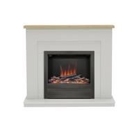 Be Modern Alder Light Grey & Oak Effect Inset Electric Fire Suite