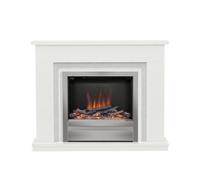 Be Modern Alena White Chrome Effect Inset Electric Fire Suite