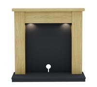 Be Modern Attley Black & Natural Oak Fire Surround Set With Lights