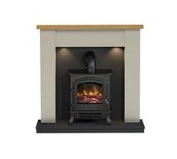 Be Modern Attley Black Stone Effect Freestanding Electric Stove Suite