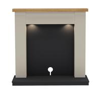 Be Modern Attley Stone & Black Oak Fire Surround Set With Lights