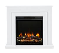 Be Modern Calida White & Black Glass Effect Inset Electric Fire Suite