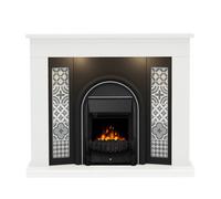 Be Modern Elberton Ash White & Black Glass, Mdf & Metal Freestanding & Wall-Mounted Electric Fire Suite