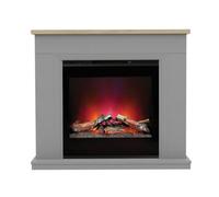 Be Modern Kingswell Dark Grey Oak Effect Glass, Mdf & Metal Freestanding & Wall-Mounted Electric Fire Suite