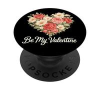 Be My Valentine Floral Heart Valentines Day Design PopSockets Adhesive PopGrip