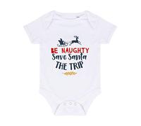 Be Naughty, Save Santa a Trip [BCX] Baby Grow Vest, 6-12 Months, White