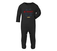 Be Naughty, Save Santa a Trip [BCX] Baby Romper Jumpsuit with feet, 6-12 Months, Black