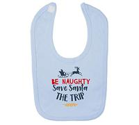 Be Naughty, Save Santa a Trip [BCX] Cotton Baby bib - Pastel Blue