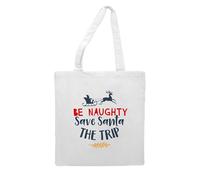 Be naughty, save Santa a trip [BCX] tote style shopping bag - white