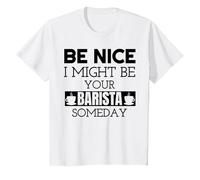 Be Nice I Might Be Your Barista Someday Espresso Coffee T-Shirt, Youth, White, Medium