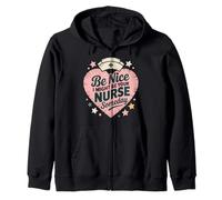 Be Nice I Might Be Your Nurse Someday Heart Stars Zip Hoodie