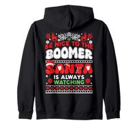 Be Nice To Boomer Santa Is Always Watching Ugly Christmas Zip Hoodie