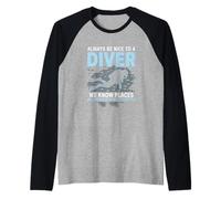 Be Nice to Diver Grandpa Funny Scuba Diving Dad Dive Mens Raglan Baseball Tee