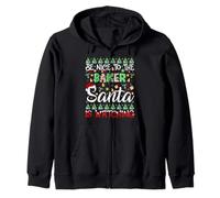 Be Nice To The Baker Santa Is Watching Funny Christmas Zip Hoodie